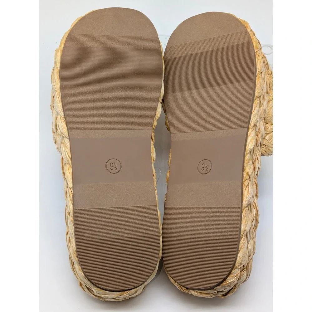 A New Day Casey Raffia Platform Slide Sandals Beige Women's Size 9.5 NWT
